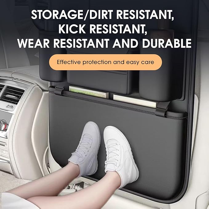 Backseat Car Organizer, Kick Mats Back of Seat Protectors bag with Touch Screen, Waterproof Seatback Covers for Kids, Multifunctional Universal Automotive Storage Pockets, Travel Accessories