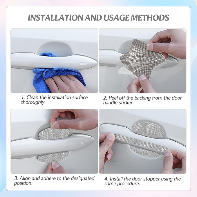 10PCS Bling Car Door Handle Protectors, 4 Door Bowl Stickers + 6 Handle Strips, Crystal Rhinestone Anti-Scratch Car Accessories, Sparkling Auto Decor Decals, Universal for SUV Sedan Truck (White)
