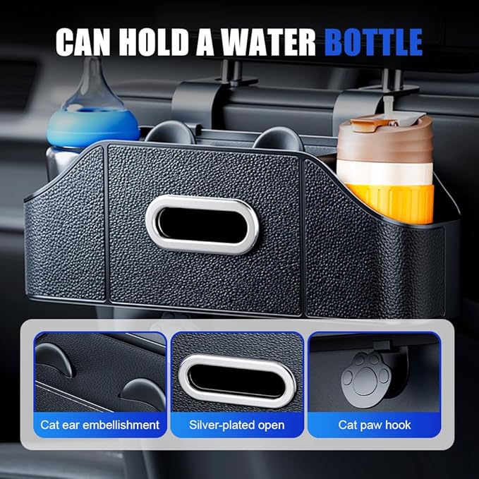 Multifunctional Car Back Seat Storage Organize, Car Back Seat Organizer Durable Cars Cup Holder, Back Seat Cars Organizer for SUV Sedan and Truck (Beige)