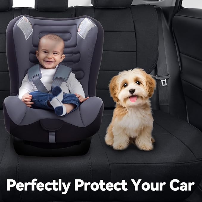 coverdream Corolla Cross Polyester Seat Covers Full Set for 2022-2026 Toyota Corolla Cross L,LE,XLE,S,SE (Non-Hybrid) SUV,Fully Covered,Breathable UV Resistant Car Seat Protector(Black)