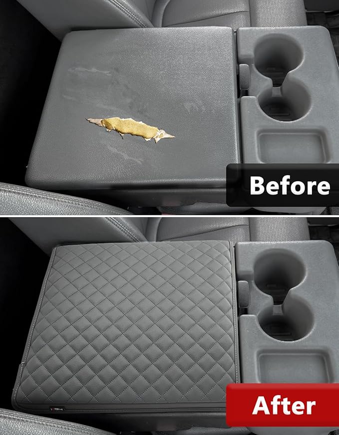 Center Console Armrest Cover for Ford F250 F350 2011 2012 2013 2014 2015 2016, Super Duty Accessories, Middle Console Protector, Arm Rest Box Pad, Vinyl Leather, Gray (Fits Jump Seat Console Only)