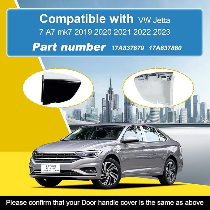 Goholy Car Exterior Door Handle Cap Compatible with VW Jetta 7 A7 mk7 2019 2020 2021 2022 2023 17A837879 17A837880 Door Handle Cover Accessories Lock Cap Pure White with Electroplating