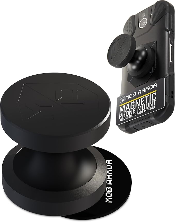 Mob Armor MobNetic Go Magnetic Phone Car Holder with Metal Plate - Strong Magnetic Base, Aircraft Grade Aluminum, Car Dashboard & Metal Surface Mount, Compatible with iPhone and Android Smartphones