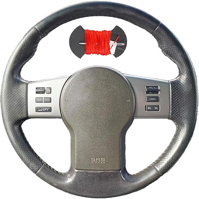 Microfiber Leather Car Steering Wheel Cover Anti-Slip Stitch Wheel Wrap Fit for Nissan Pathfinder III Frontier Xterra Navara 2005 2006 2007 2008 2009 2010 2011 2012 2013 2014 2015,Red
