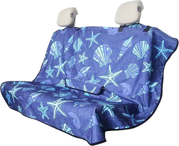 Sweat Towel Car Seat Cover Protector Rear Seats for Gym Workout,Running,Swimming,Beach and Hiking,Waterproof Universal Seat Cover for Car,Trucks,Van & SUV(Starfish Shell Conch,1pcs Rear Seat)
