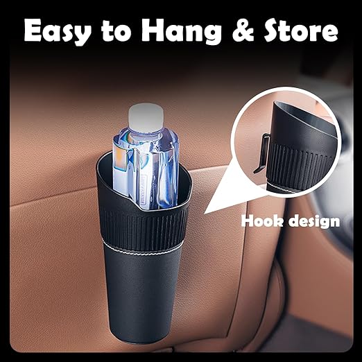 LoopTime Leakproof Car Trash Can,Mini Car Trash Bin for SUV and Truck,Small Cars Garbage Can,Waterproof Automotive TrashCan for Vehicle,Home,Office,Multipurpose,Easy to Clean (Black Hook)