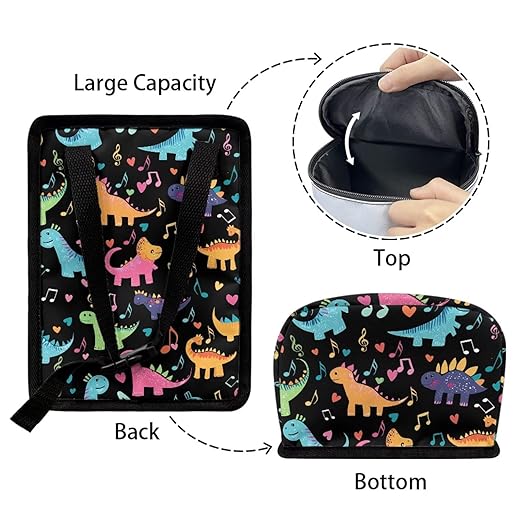 Cute Dinosaur Print Car Trash Can with Lid Hanging Car Trash Bag Leak-Proof Portable Cars Garbage Bin Sedan Accessories Interior Cars Organizer