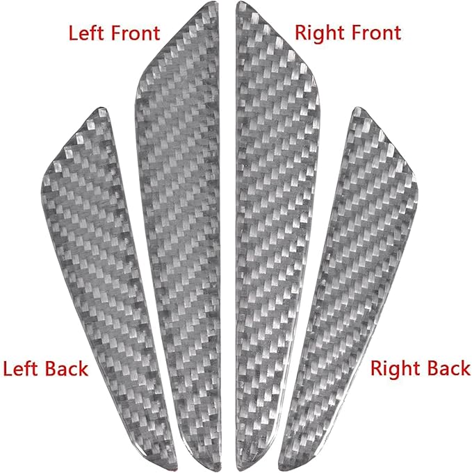 4Pcs Universal Real Carbon Fiber with 2mm Twill Woven Texture Door Edge Guard Paint Scratch Bumper Protector Anti Door Slam Silver Protective Pad Sticker Cover Protective Film