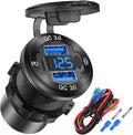 12V USB Outlet Wire Aluminum Car Charger Multi Port, Dual USB Quick Charge 3.0 Port and PD USB C Socket with Voltmeter Switch for Car Boat Marine Truck RV, Fast Charge for iPhone iPad Android Phones