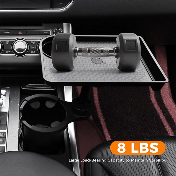 3-in-1 Car Cup Holder Tray, 10.24" Car Trays Organizer with Double Cupholders & Phone Holder for Eating, Travel