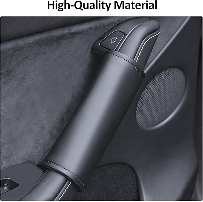 2025 4PCS Tesla Model 3/Y Interior Door Handle Protector Covers (2017-2026) Car Inner Door Panel Pull Handle Trim Cover Sleeve, Soft Anti-Scratch PU Leather, Including Juniper & Highland Accessories