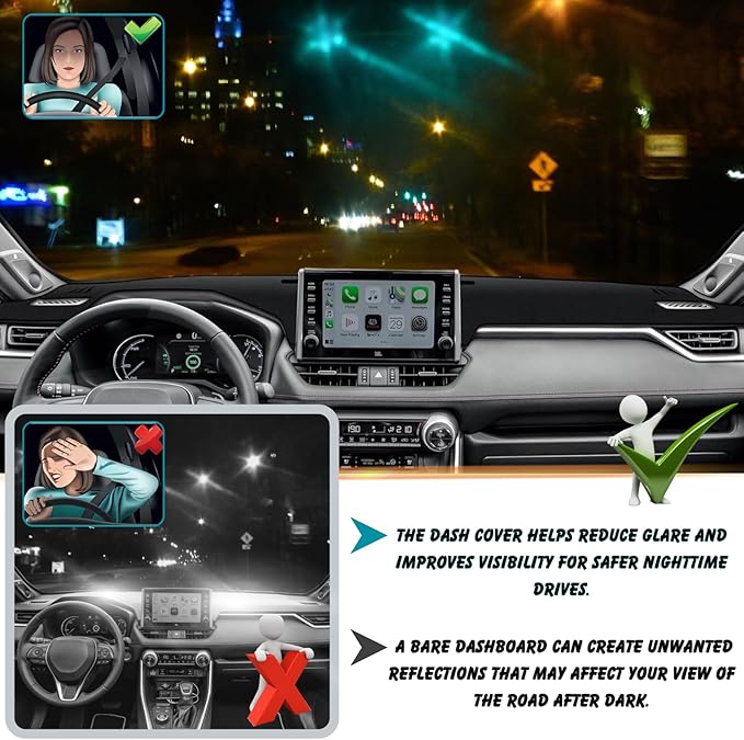 Non-Slip Dash Cover Dashboard Cover Mat Custom Fit Center Console Cover Sunshield Protector Pad Compatible with Chevy Chevrolet Camaro RS 2016 2017 2018-2024 Accessories Pad (Black Trim)