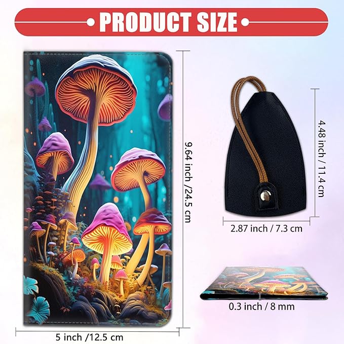 Car Document Holder with Magnetic Shut, Car Registration & Insurance Card Holder, PU Leather Glove Box Organizer Vehicle Accessories Driver License for Women/Men, Magic Psychedelic Mushroom