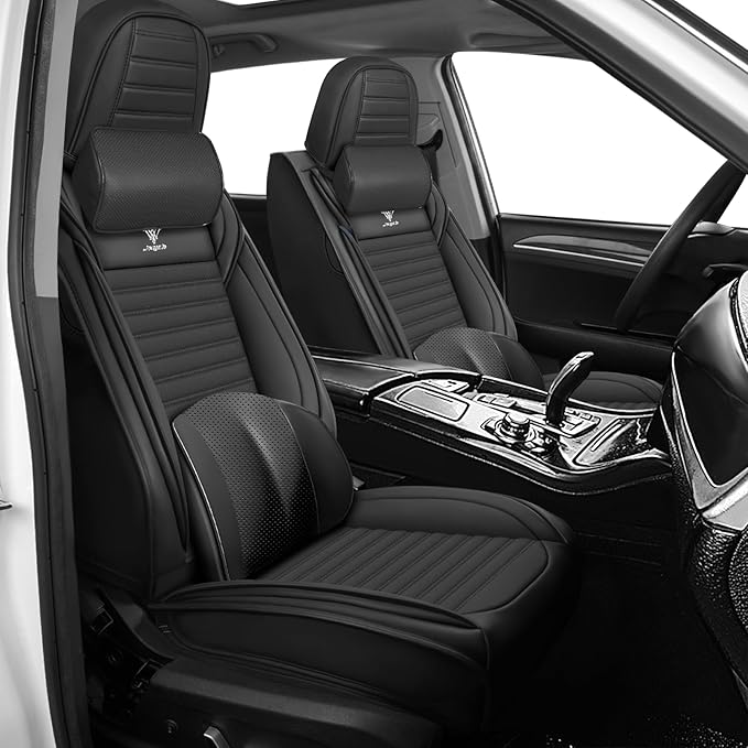 ARTIBY Seat Covers Custom Fit for Mitsubishi Outlander 2004-2025, Breathable and Comfortable Leather Seat Cover, Deluxe Waterproof Cushion Cover Auto Interior Accessories (Black)