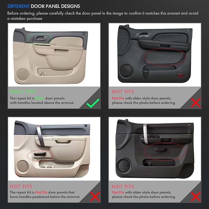 80995 Front Driver & Passenger Side Armrest Repair Fit for Chevrolet Chevy Silverado Suburban Tahoe Avalanche For GMC Sierra Yukon 2010-2014 Door Panel with Release Handle Above Armrest - Tan