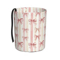 Pink Ribbon Bow Striped Car Trash Can Leak-Proof Waterproof Hanging Trash Bin Collapsible Garbage Can for Car Accessories Travelling Camping