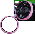 Elastic Steering Wheel Cover, 15"×15" Comfy Breathable Stretch Steering Wheel Protector, Ice-Silk Cloth Polyester Steering Wheel Cover for Men Women, Car Accessories (Pink)