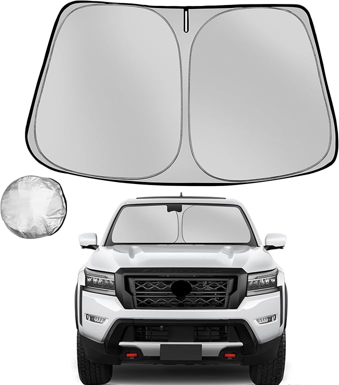 Fonowka Windshield Sun Shade for 2022-2025 Nissan Frontier Foldable Sun Sunshade for Car Front Window Blocks UV Rays and Heat Automotive Interior Protector Custom Fit Accessories