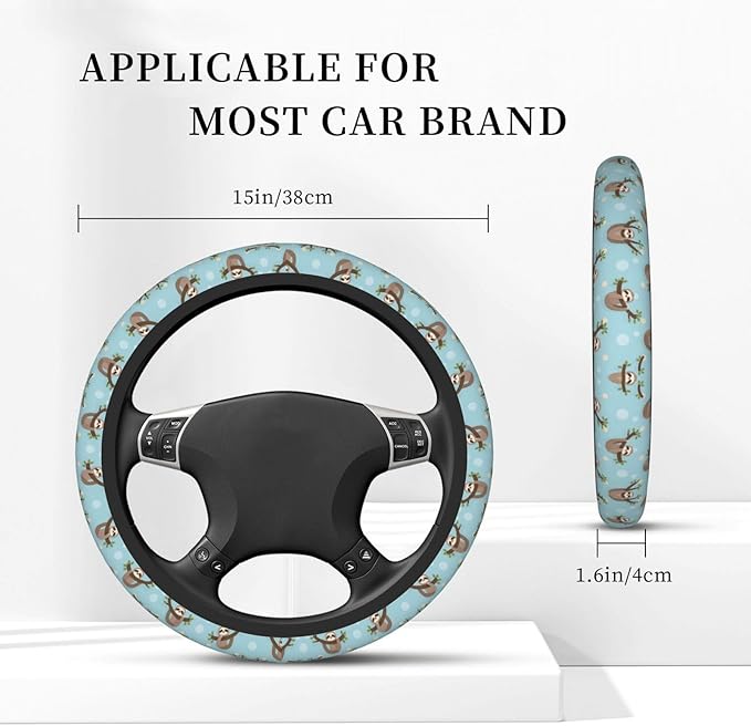 Blue Sloth Universal Fit Steering Wheel Cover for Car, Truck, and SUV, Durable Steering Wheel Protection