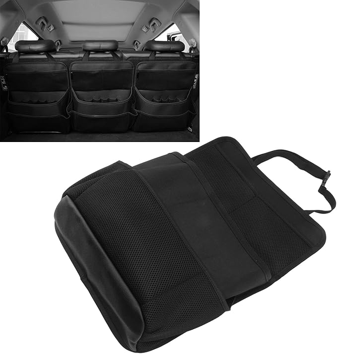 Car Back Seat Storage Bag, Car Back Seat Storage Bag with Strap Oxford Cloth PU Leather Muti Pocket Auto Backseat Holder, Back Seat Storage Pocket for Car Accessories Interior & Travel