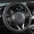 GIANT PANDA Car Steering Wheel Cover for Toyota RAV4,Camry,Highlander,Corolla,Prius,Tacoma,Standard Size - Black+Red Line