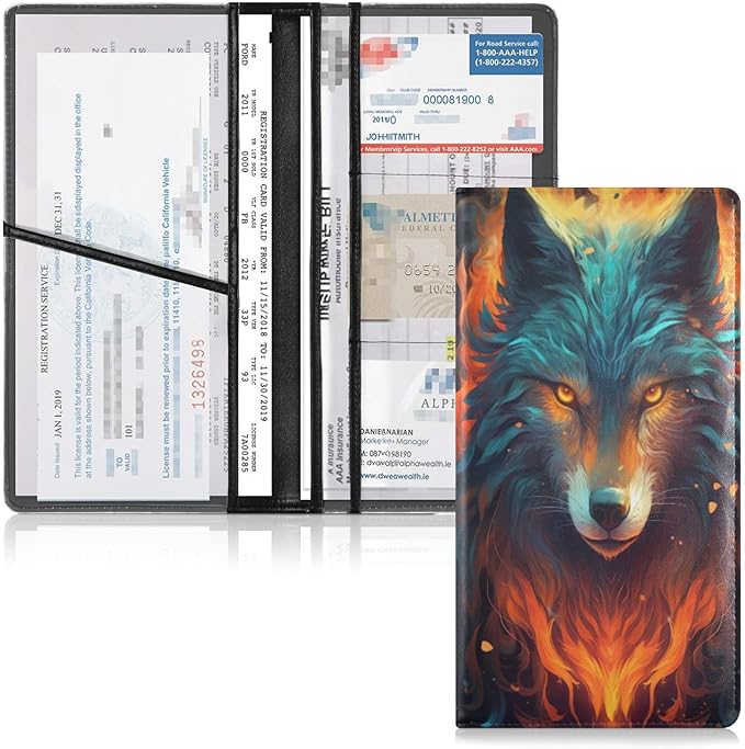 Wolf Animalcute Car Registration and Insurance Holder Vehicle Glove Box Organizer Car Accessories Wallet Case for Women Men 202a4884
