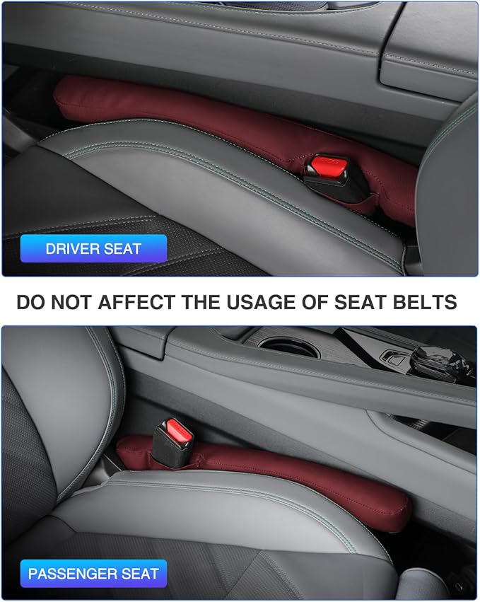 Homaupt Leather Car Seat Gap Filler Universal for Car Truck SUV to Block The Gap Between Seat and Console Stop Things from Dropping 2 Sets Red, SGF02R