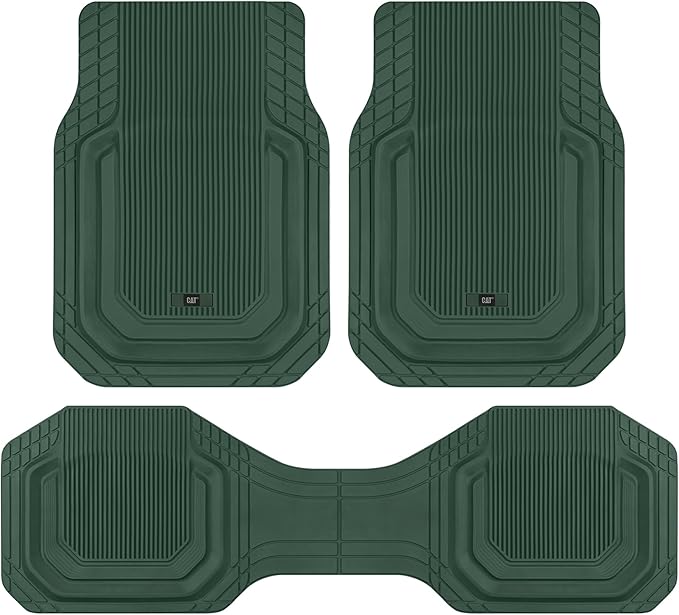 Cat® ToughLiner™ Car Floor Mats - Heavy Duty Trim to Fit Mat for Trucks - Car Mats & SUV Floor Liners for Car - All-Weather Truck Accessories & Odorless Rubber Automotive Mats - Green