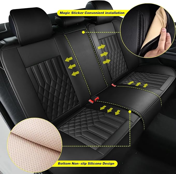 TTX Car Seat Covers Full Set Fit for Toyota Prius v 2012-2017 Breathable Leather Seat Protector with Airbag Compatible Automotive 5 Seat Cushions Cover(Black)