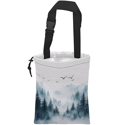 ghatobty Car Trash Bag Hanging Misty Forest and Birds Car Trash Can Waterproof Garbage Bag Hanging for Car Back Seat