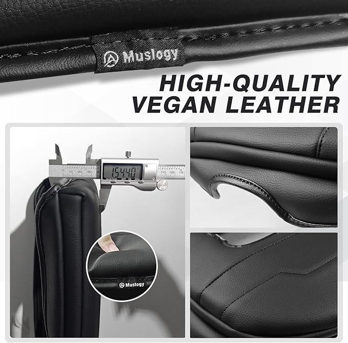 Muslogy Center Console Armrest Cover Compatible with Chevy Silverado & GMC Sierra 1500 2500 3500 2022-2025 Armrest Pad Arm Rest Cushion Vegan Leather Protector 1-Inch Extra Thick(Bucket Seat ONLY)