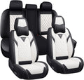 BYXN Car Seat Covers for Jeep Wrangler 2000-2026,Breathable Nappa Leather Car Seat Protector,Full Seat Cover with Pillow Automotive Seat Cushion with Airbag Compatible(5 Seats,Black-White)