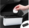 Car Trash Can, Universal Leather Foldable Leakproof Garbage Bins Car Door Organizer Holder (White)