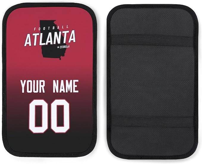 Custom Football Car Armrest Covers Universal Auto Center Console Pad Car handrail Box Cushion Personalized Add Name & Number Fans Gift Fit Suit for SUV Truck Sedan Van