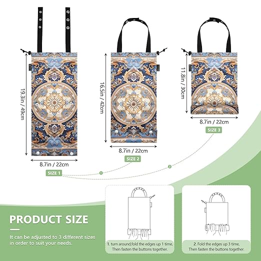 ALAZA Hanging Car Trash Bags Garbage Bag Trash Can for Back Seat Small Russian Pattern 1 Washable Storage Bag Retractable 2 Pack