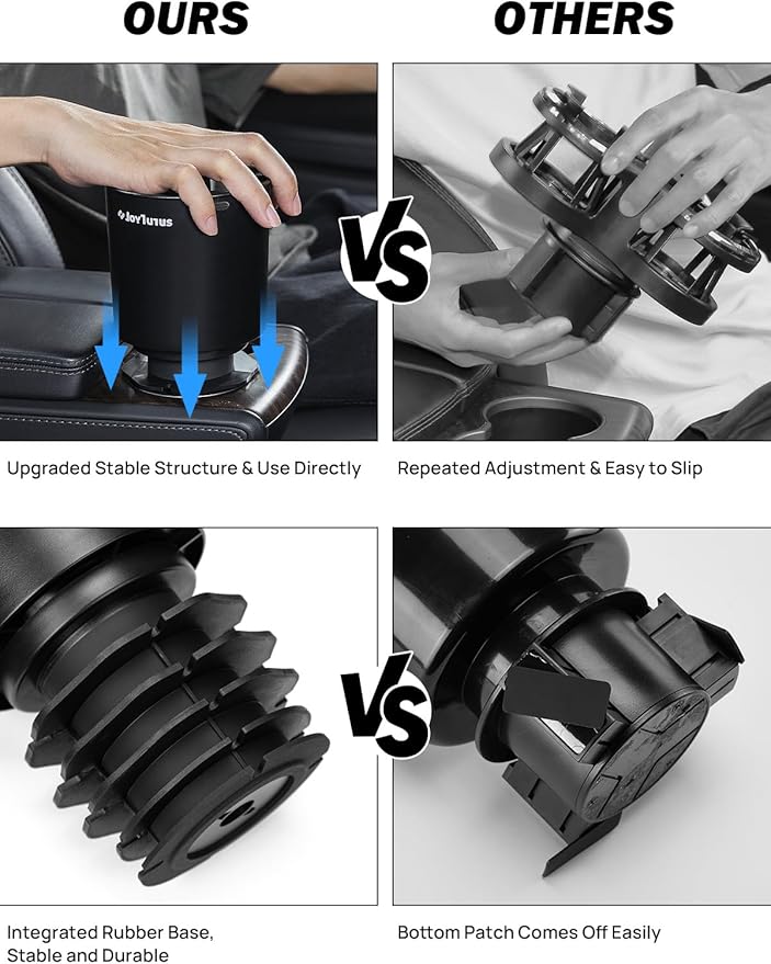 JOYTUTUS 2 Pack Car Cup Holder Expander with Offset Base, Fit for YETI, Hydro Flask, Cup Holder Expander for Car Hold 18-40 oz Bottles and Mugs, Other Bottles in 3.4"-3.8"