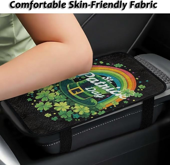 Bulopur St. Patrick's Cuckold Car Center Console Cushion Pad Flannel Center Console Cover Easy to Install Car Decor Accessories Auto Universal Car Interior Accessories Car Arm Rest Cover