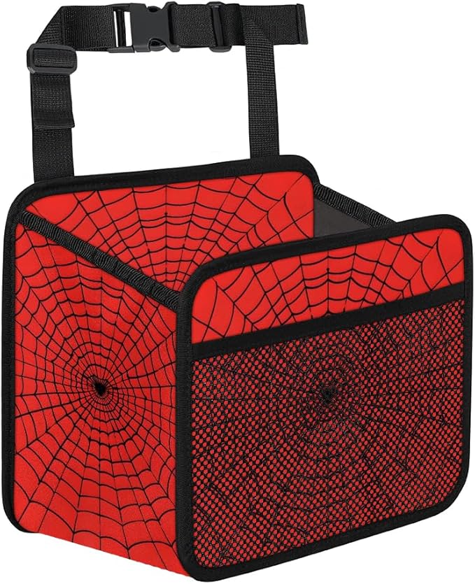 Car Backseat Organizer, PU Leather Back of Seat Cars Hanging Organizer with Pockets Leakproof Car Garbage Bag Hanging Cars Seat Storage Box Travel Accessories Foldable (Web)