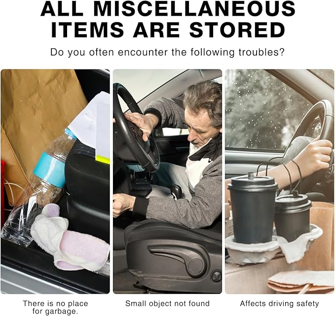 2 Pcs PU Leather Behind Seat Car Organizer, Multipurpose Hanging Bag Pocket for Most Cars (Black)