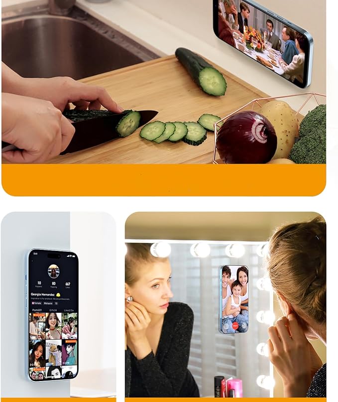 Magnetic Ring Holder for iPhone 14 13 12 Magnet Wall Mobile Phone Holder Magnetic Car Phone Stand for magsafe case (Pink-White 2 pcs)