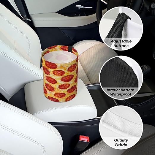 Funny Pizza Car Trash Can Garbage Cans Foldable,Cute Hanging Car Organizer and Storage Bag Leak Proof, Auto Back Seat Trash Bin Universal for Truck, SUV, Outdoor Travel