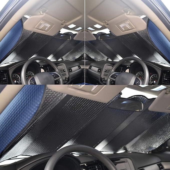 Big Ant Windshield Sun Shade Car Window Sunshade as Bonus,Blue Car Sun Shade Foldable UV Ray Visor Protector Visor Shield Cover Keeps Vehicle Cool (Size 55" x 27.5")