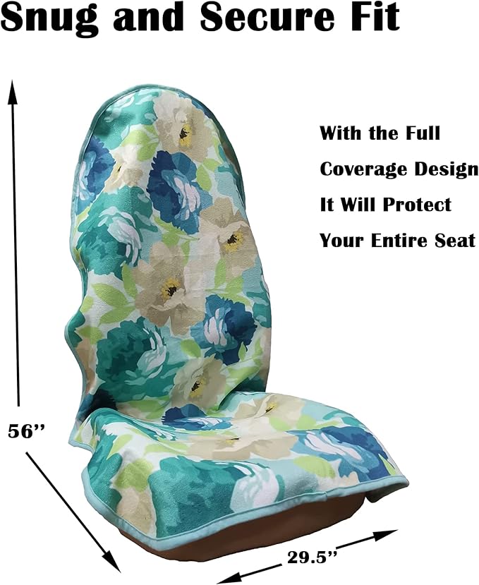 LoyaGour Car Seat Cover Protector Front Seats,for Gym Workout,Running,Swimming,Beach and Hiking,Waterproof Sweat Towel Bucket Seat Covers for Cars SUV Trucks (Chrysanthemum, 1Pcs)