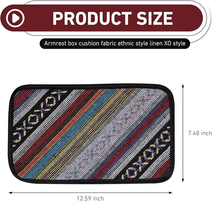 Car Center Console Cover, Bohemian Style Armrest Cover Pad, Breathable Non-Slip Armrest Box Pad, Universal Center Console Protector Cushion, Boho Car Accessories