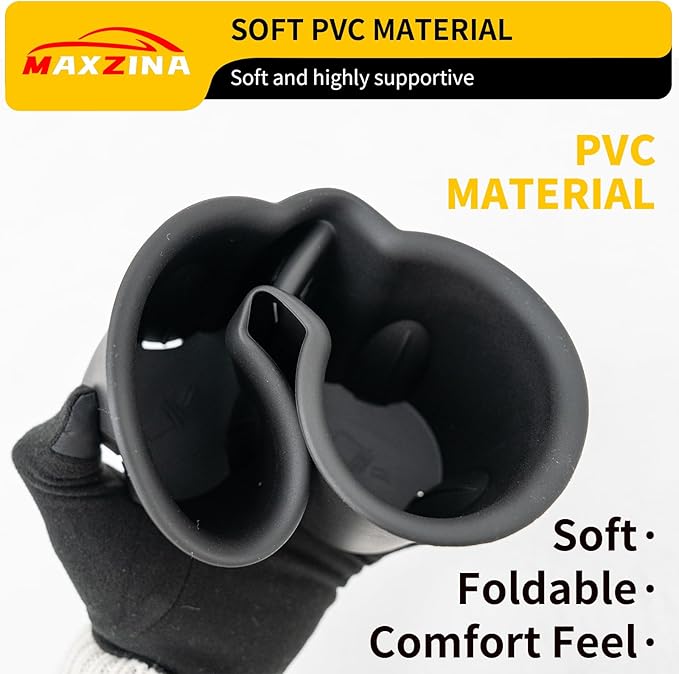Maxzina Cup Holder Compatible with 2018-2024 Chevrolet Equinox PVC Insert Center Console Cup Holder Soft Black Bottle Holder Interior Decoration for 2024 Chevy Equinox Accessories