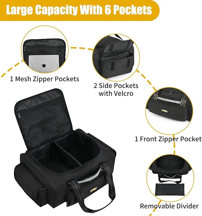 Under Seat Storage Bag Compatible with SuperCrew Cab,Truck Underseat Organizers and Storage with Removable Divider and Anti-slip Bottom 6 Pockets Underseat Tool Box Fits for Crew Cab(Full Size Trucks)