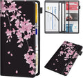 RAUEDWDJS Car Registration and Insurance Holder,Leather Vehicle Glove Box Organizer Wallet Case for Driver's License,ID Key Information Cards-Cherry Blossoms