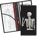 ADUQLZUX Leather Car Registration and Insurance Card Holder, Cute Car Accessories Vehicle Glove Box Car Organizer for Documents, Cards, License Funny Skull Pattern