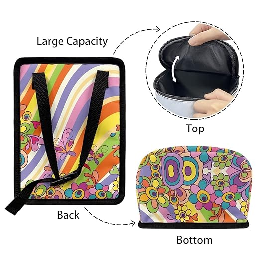 Colorful Hippie Butterfly Car Trash Can with Lid Hanging Trash Bag Leak-Proof Portable Garbage Bin Interior Car Organizer