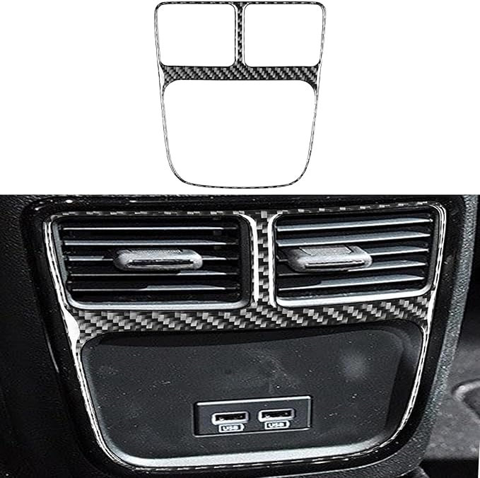 NVCNX Real Premium Carbon Fiber for Chrysler 300 Accessories 2015-2023 2016 2017 2018 2019 2020 2021 2022 S/C/Limited/Touring Car Rear Air Vent Frame Cover Interior Trim Sticker Decal 1PC